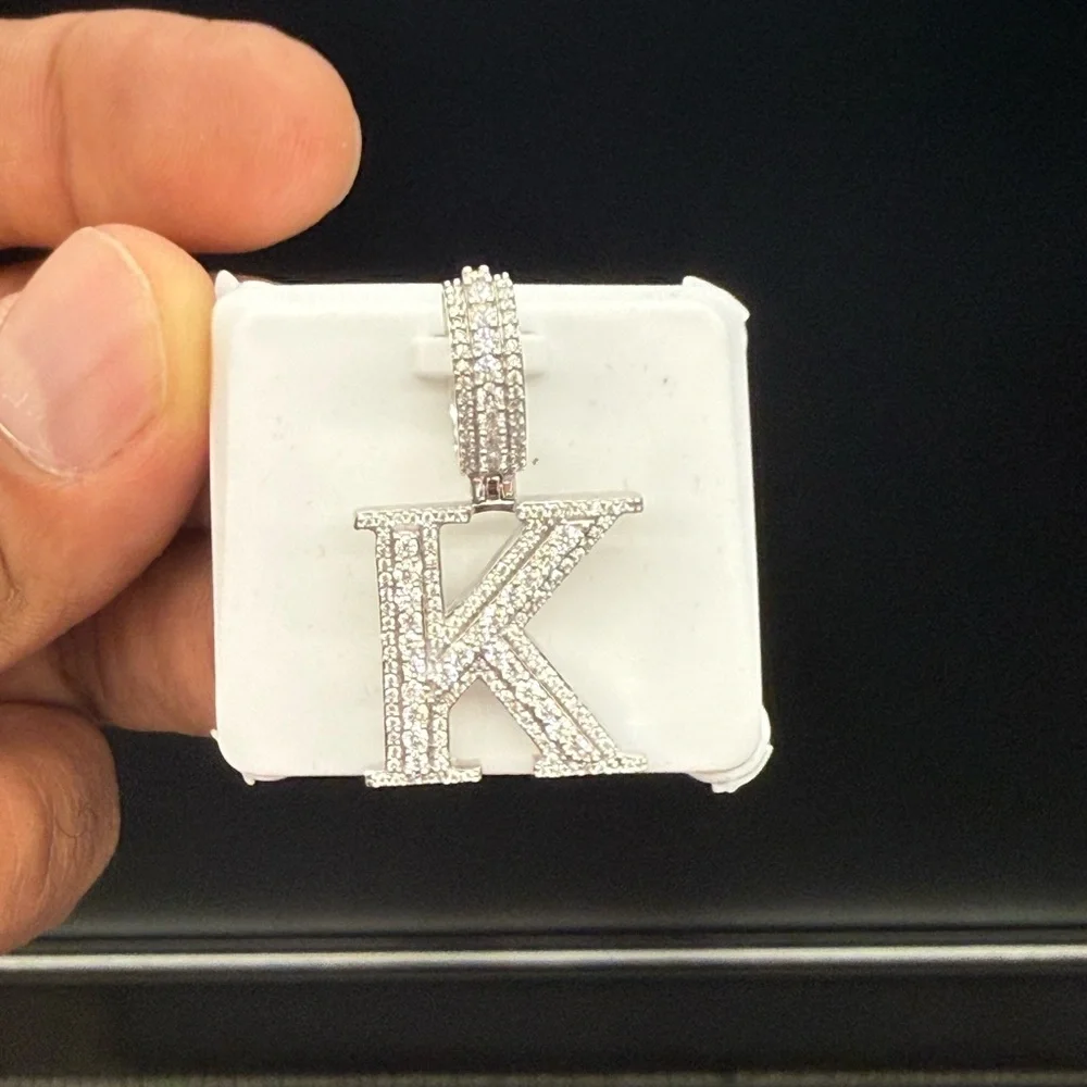 925 Sterling Silver later 'K' Pendant - Picture 3 of 9